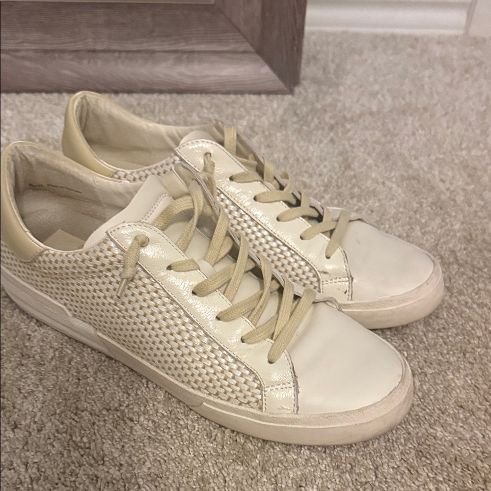 Women’s Cream Woven Casual Sneakers - Neutral Lace-Up